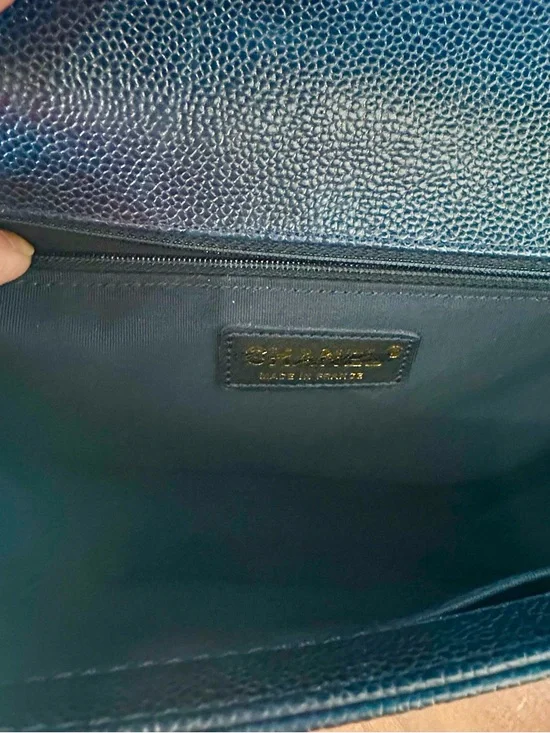 CHANEL Dark Navy Quilted Boy Flap Shoulder Bag with Gold Chain - Picture 12 of 16